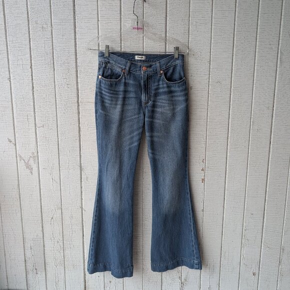 Wrangler 1970s Vintage Style Bell Bottom High Rise Flare Jeans - Picture 3 of 9